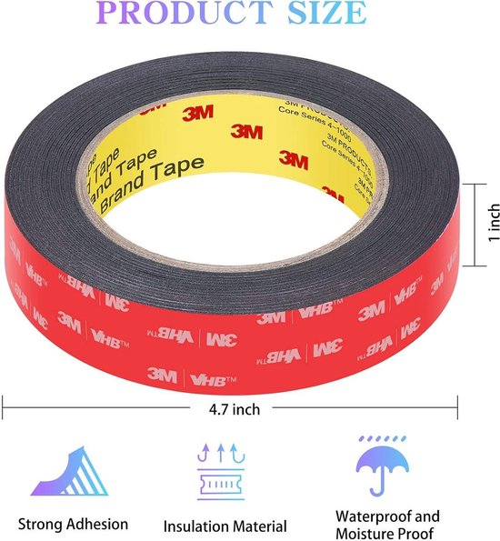 Cinta Doble Cara Extra Fuerte Kinoco - Espuma PE, Fijación Permanente Para Interior Y Exterior, 20 Mm X 3 M