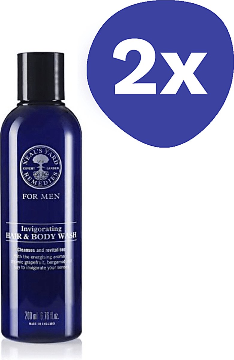 Goedkoopste Neal's Yard Remedies Mens Invigorating Hair & Body Wash (2x 200ml