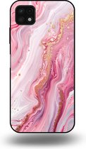 Smartphonica Telefoonhoesje geschikt voor Samsung Galaxy A22 5G met marmer opdruk - TPU backcover case marble design - Roze geschikt voor Samsung Galaxy A22 5G