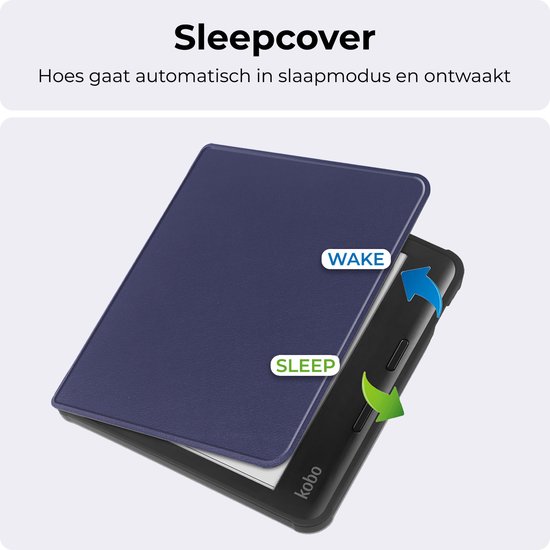 Hoesje Geschikt voor Kobo Libra Colour Hoesje Luxe Bescherm Case Met Screenprotector - Hoes Geschikt voor Kobo Libra Colour Hoes Book Cover - Donkerblauw van Hoesje  — afbeelding 5