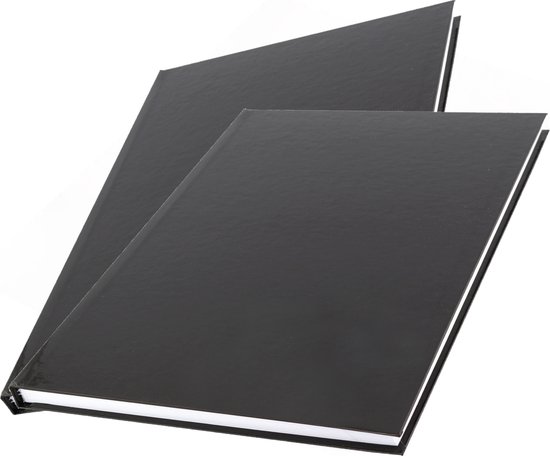 Pakket van 2x stuks schoolschriften A4 gelinieerd harde kaft - zwart - schriften voordeelset