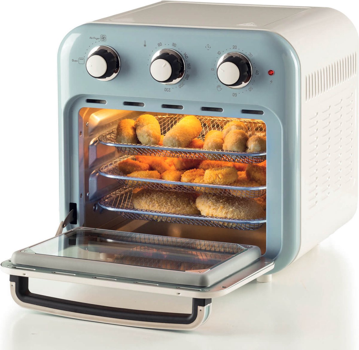 Ariete 4632/05 Vintage Airfryer & Oven - 16 liter - 1400 Watt - timer - draaispit - roterende mand - blauw — afbeelding 4
