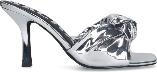 Sacha Dames Zilveren metallic muiltjes met hak Maat 38 bol