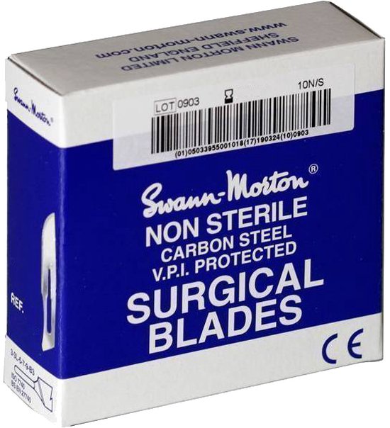 Swann Morton mesjes niet steriel nr 15 - scalpel mesjes - RVS - Past op houder nummer 3 - scalpelmessen - pedicure mesjes - scalpel pedicure