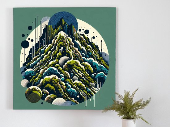 Abstract mos schilderij | Mystieke verstrengeling van tinten groen in kunstzinnig mos kunstwerk | Kunst - 30x30 centimeter op Canvas | Foto op Canvas