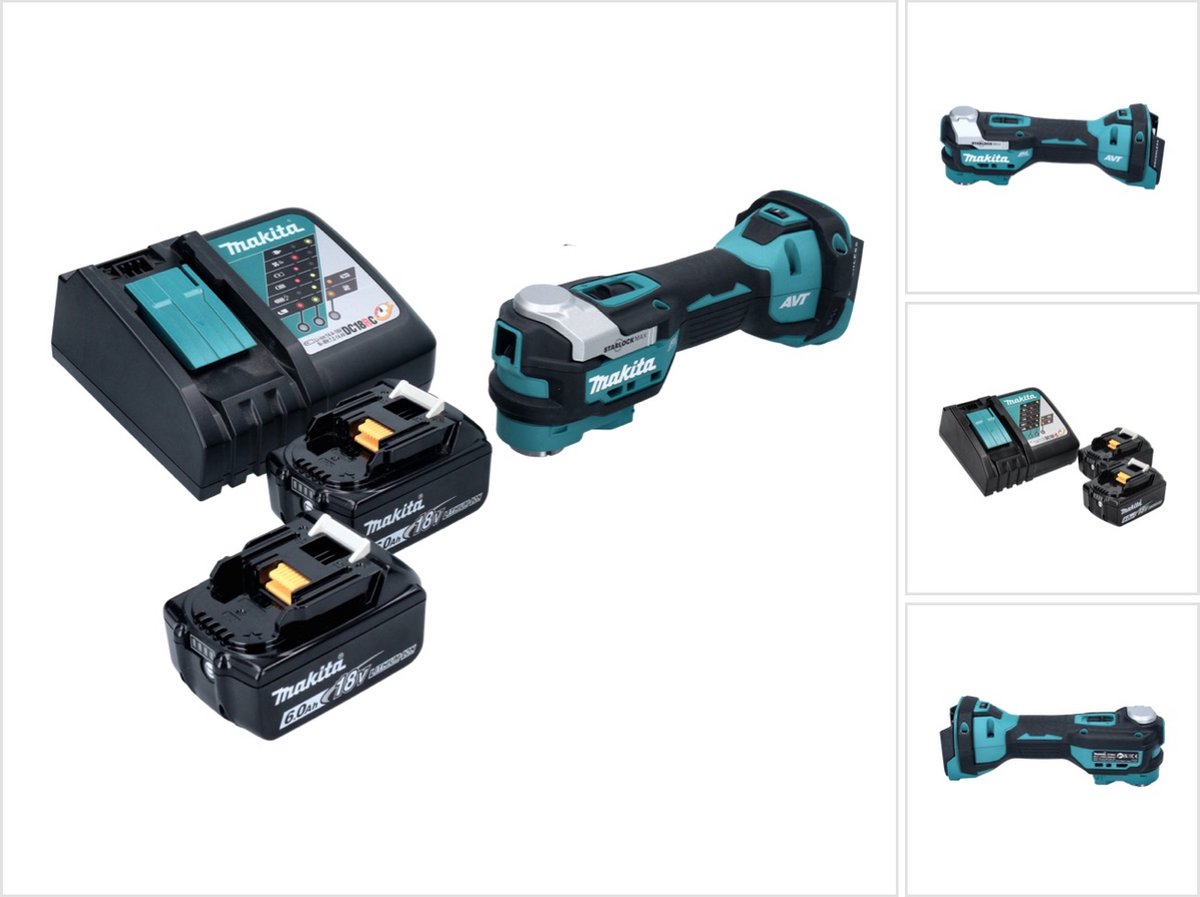 Makita DTM 52 RG accu multifunctioneel gereedschap 18 V Starlock Max Brushless + 2x accu 6,0 Ah + oplader