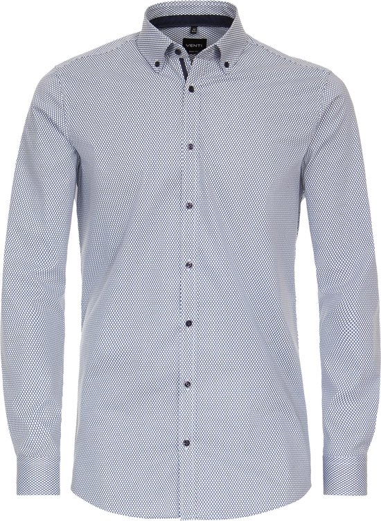 Venti Heren Overhemd Met Bloemenkraag Blauw Body Fit 134124800-102 (1