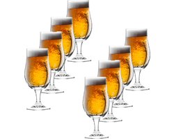 Excellent Houseware Bierglazen op voet - 8x stuks - glas - 370 ml - speciaal bier - bierglas