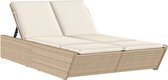 vidaXL - Ligbed - 2-persoons - met - kussens - poly - rattan - beige