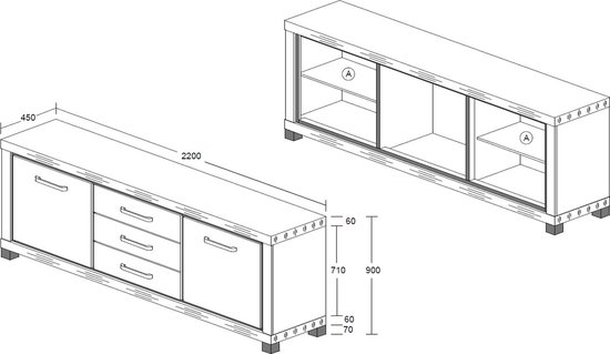 Emob - Dressoir - Bruin - 220x45x90 cm