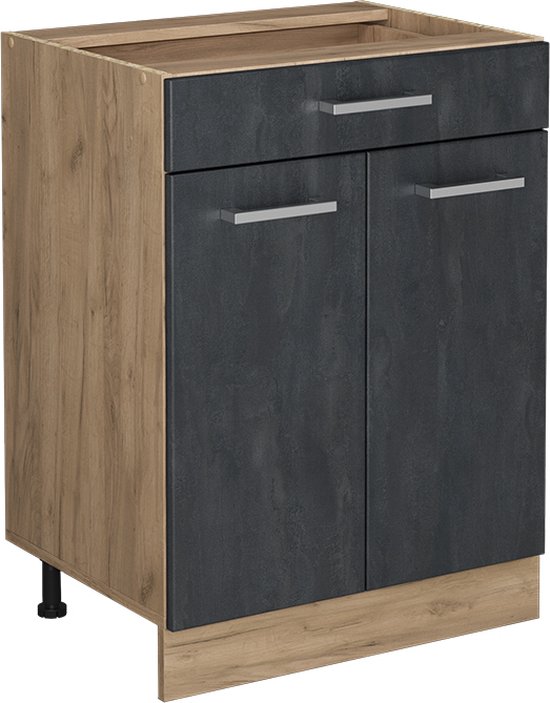 Keukenonderkast R-Line Krachtige eik goud 40 cm J-vorm, zonder werkblad Vicco | Krachtige eik goud | Onderkast 40 cm greeploos | 406673122907906