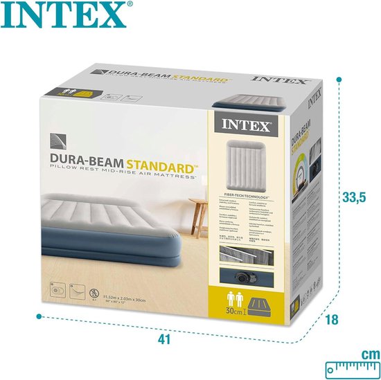 Luchtbed 64118 Dura-Beam standaard rustkussen gemiddelde hoogte - 203 x 152 x 30 cm - kleurrijk California King - Intex - comfortabel en duurzaam van Intex — afbeelding 5