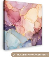 Peinture sur toile 90x90 cm - Pastel marbré - Accessoires de décoration de chambre - Peintures de salon - Décoration murale murale de chambre - Décoration murale murale de cuisine - Toile murale d'intérieur - Décoration maison - Tableaux abstraits