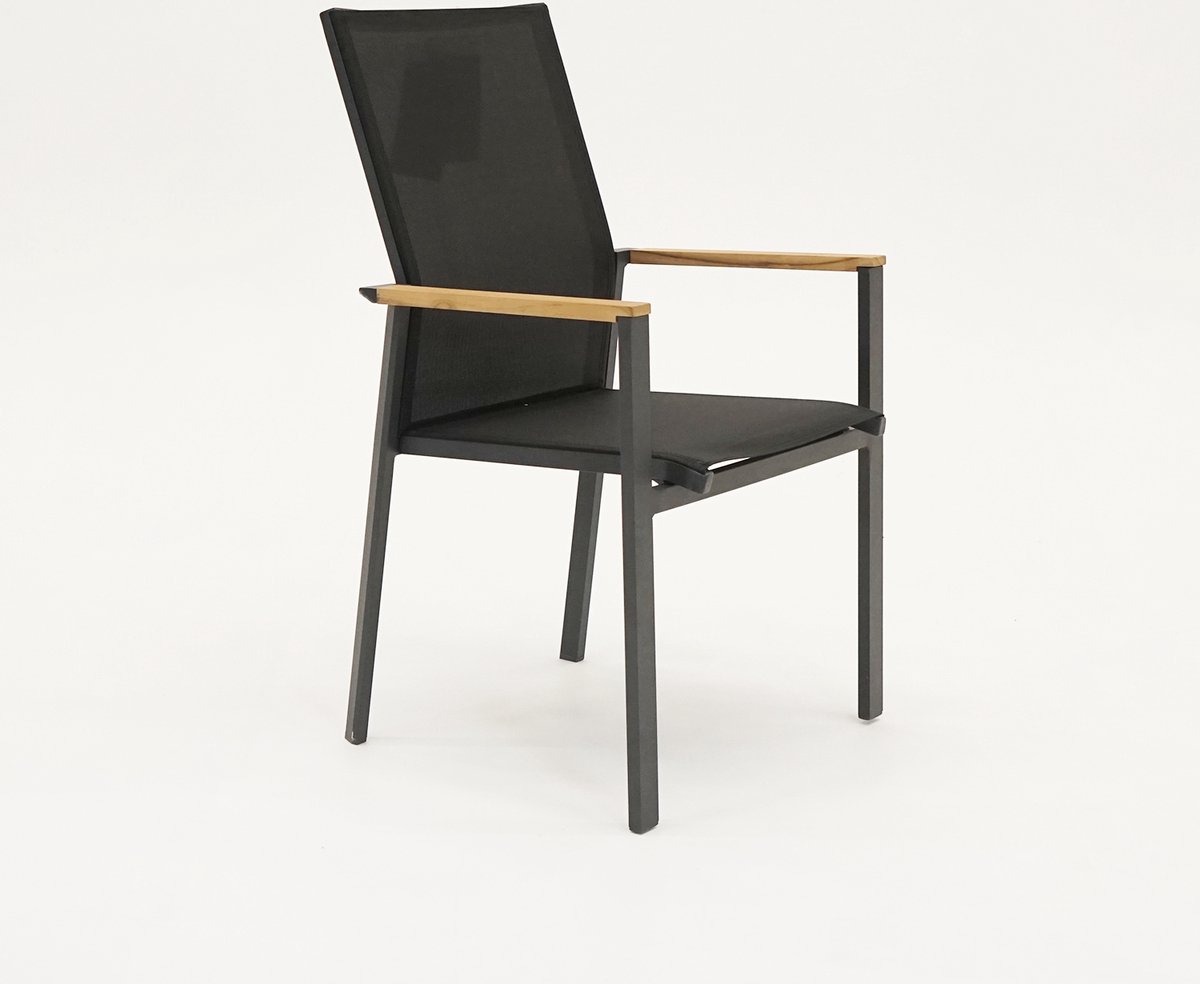 Delia teak hoge rug met armleuning