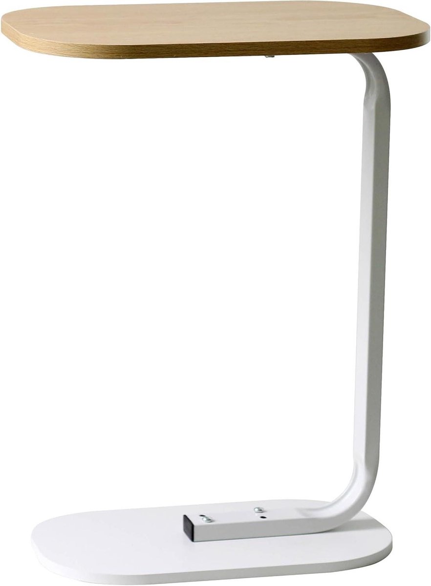 Bijzettafel C-vormig van natuurlijk hout witte salontafel voor tv diner sofa woonkamer