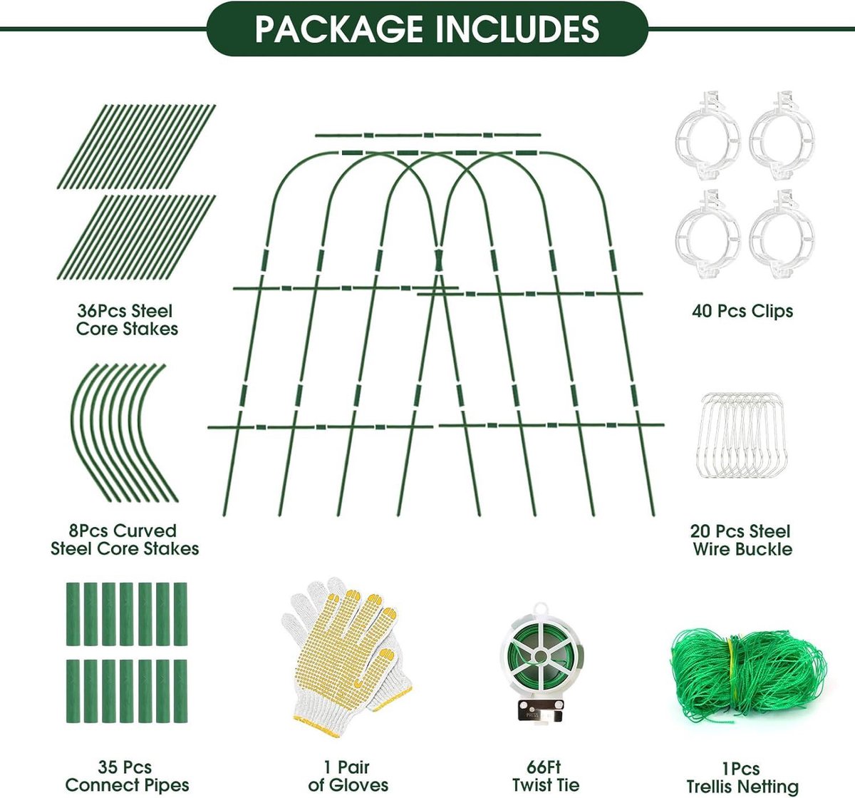 Hoyejyou 65 U-Shape Cucumber Trellis for Garden