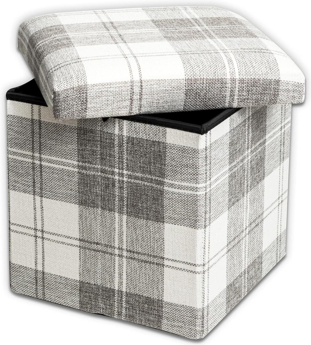 Robuuste en elegante opvouwbare zitzak van stof 30 x 30 cm - strepenpatroon - wit