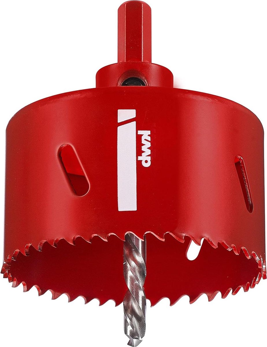 Bi-metalen gatenzaag Ø 74 mm progressieve vario-vertanding hoge precisie zeskantschacht 38 mm zaagdiepte centreerboor professioneel gebruik
