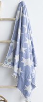 Hamamdoek | 95 x 175cm | Strandlaken | Ster | 100%katoen | Hammamdoek | Strandhanddoek | Bad & Strand | Blauw