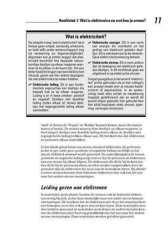 Hoofdstuk 1: Wat is elektriciteit? Pagina met tekst en diagrammen.