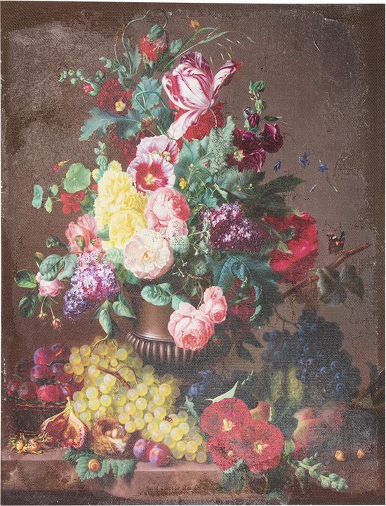 Schilderij 60*3*80 cm Meerkleurig Canvas Rechthoek Fruit en Bloemen Muurdecoratie Wanddecoratie