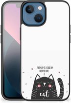 Mobiel TPU Hard Case geschikt voor iPhone 13 mini Telefoon Hoesje met Zwarte rand Cat Good Day