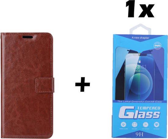 Coque pour Samsung Galaxy S10 Lite 2020 - Bookcase - Espace pour 3 cartes - Cuir Artificiel - avec 1x Protecteur d'écran trempé - SAFRANT1 - Marron Foncé