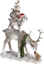 Kertsdecoratie Beeld Rendier 17*9*21 cm Grijs Kunststof Decoratief Figuur Decoratieve Accessoires Kerstdecoratie voor Binnen