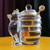 POT DE MIEL avec ours – pot en verre pour le miel – avec cuillère à miel – Cristal de Bohême