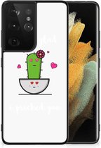 Hoesje maken Geschikt voor Samsung Galaxy S21 Ultra Smartphone Hoesje met Zwarte rand Cactus Glad