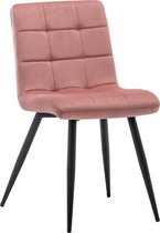 IN.HOMEXL – Bastion Square - Roos - Eetkamerstoel met zonder armleuning - Fluweel Stoel - Eetstoelen - Velvet Eetkamerstoel - Metaalpoot - Fluweel Stoelen - Eetkamerstoel set van 4