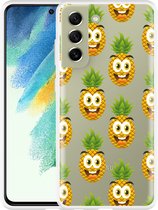 Hoesje Geschikt voor Samsung Galaxy S21 FE Happy Ananas