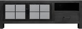 Wandmeubel  - tv-meubel - zwart hout  - 2 glazen deuren - stoer  -  H55cm