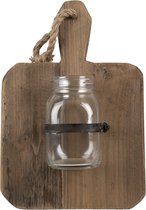 Glazen Vaasjes in Houder Broodplank 23*13*33 cm Bruin Hout, Glas Plantenhouder Decoratie Vaas