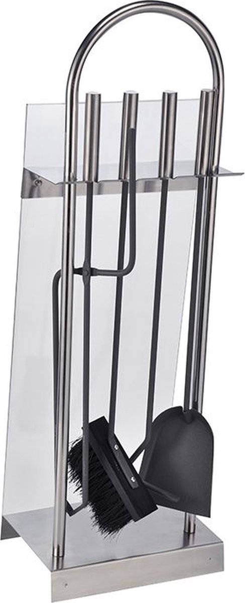 Openhaardset RVS - 5-delig