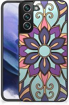 Smartphone Hoesje Samsung Galaxy S22 Pro TPU Bumper met Zwarte rand Paarse Bloem