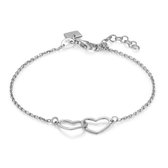 Twice As Nice Armband in zilver, 2 open harten  16 cm+3 cm