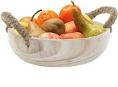 Fruitschaal rond hout 25 cm - Decoratieve schaal voor groente en fruit