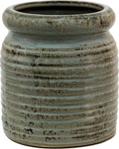 Clayre & Eef Bloempot Binnen Ø 16*16 cm Grijs, Beige Keramiek Rond Plantenpot