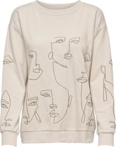Only Trui Onlgiles L/s O-neck Face Line Swt 15255005 Pumice Stone/faces Dames Maat - XS