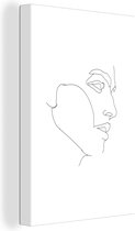 Canvas Schilderij Line art - Man - Zwart - Wit - 20x30 cm - Wanddecoratie