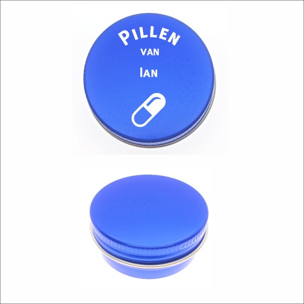 Pillen Blikje Met Naam Gravering - Ian