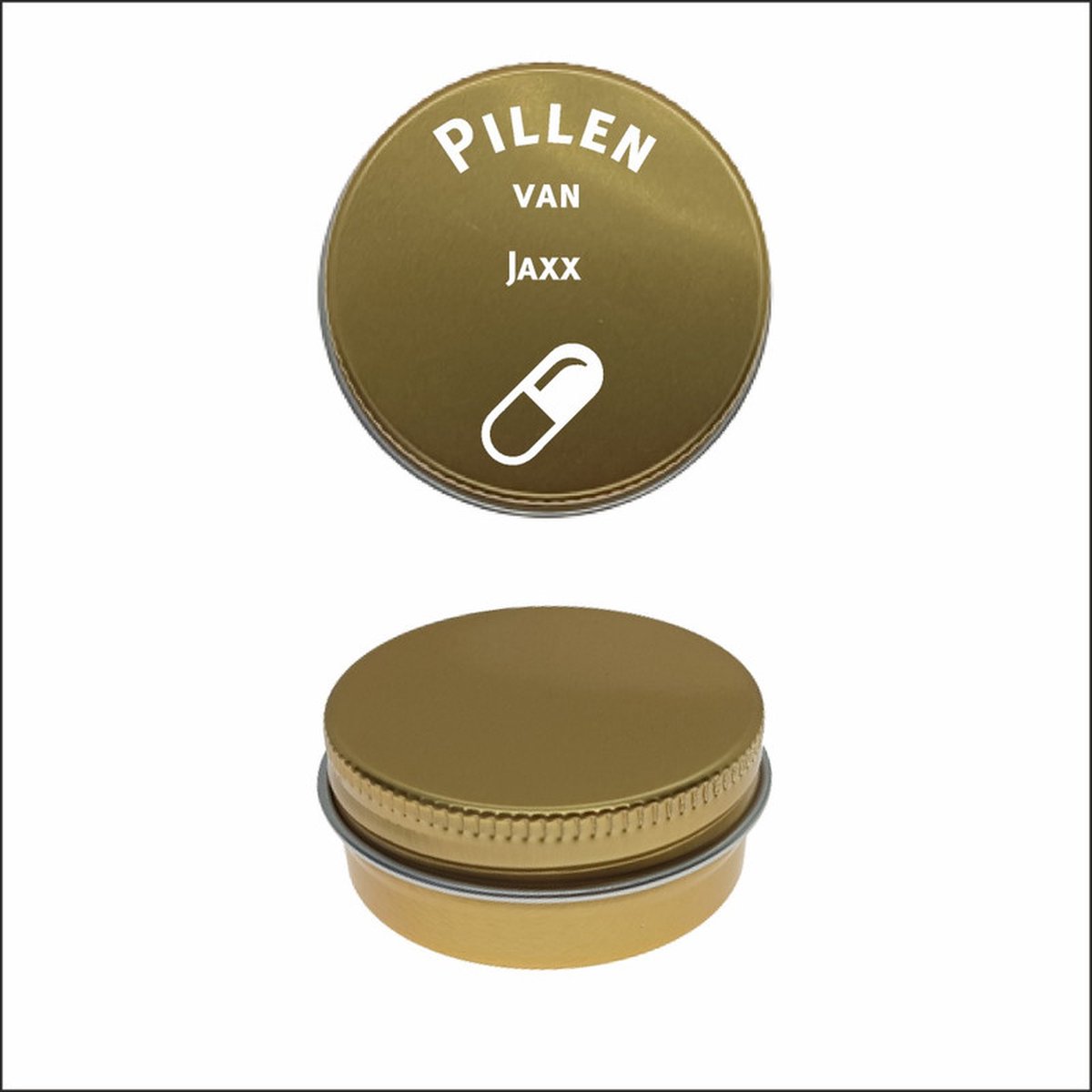 Goedkoopste Pillen Blikje Met Naam Gravering - Jaxx