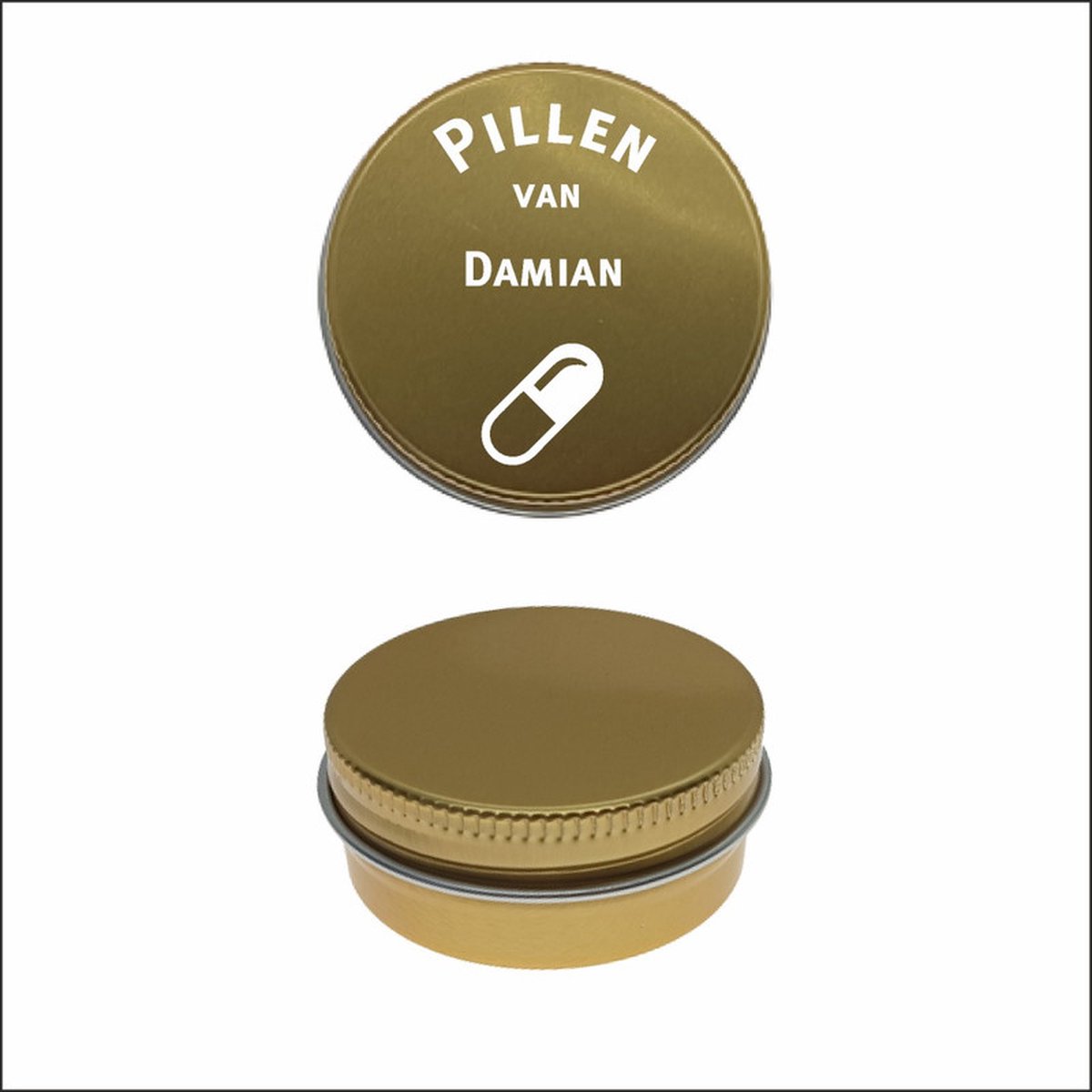 Pillen Blikje Met Naam Gravering - Damian