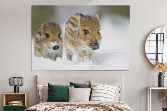 Tableau sur toile Deux cochons - 150x100 cm - Décoration murale