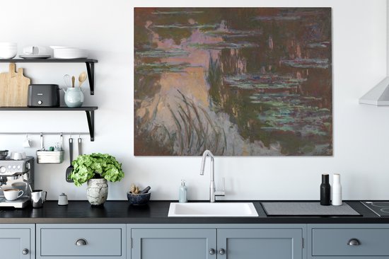 Tableau sur toile Les Nymphéas au soleil couchant - Tableau de Claude Monet - 120x90 cm - Décoration murale