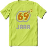 69 Jaar Feest T-Shirt | Goud - Zilver | Grappig Verjaardag Cadeau Shirt | Dames - Heren - Unisex | Tshirt Kleding Kado | - Groen - XL