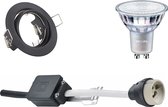 LED Spot Set - GU10 Fitting - Inbouw Rond - Mat Zwart - Kantelbaar Ø83mm - Philips - MASTER 927 36D VLE - 4.9W - Warm Wit 2200K-2700K - DimTone Dimbaar - BES LED