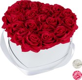 Relaxdays flowerbox - rozenbox - hart - wit - rozen doos - box - decoratie - rood