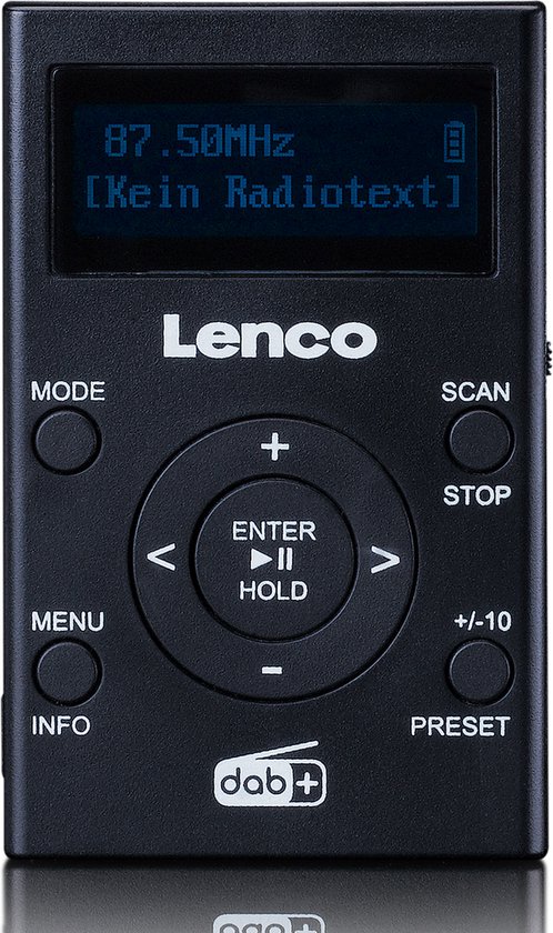DAB+ - Batterij met FM | bol met oplaadbare Lenco MP3-speler Zakradio en Zwart - een - PDR-011BK